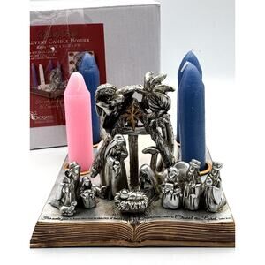 Dicksons Christmas Nativity Advent Book Figurine Candle Holder Resin Wreath READ